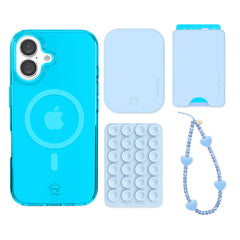 Neon Blue iPhone Bundle Set - Wallet