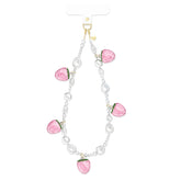 Strawberry Pearl Chain Phone Charm