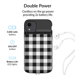 Black Gingham iPhone Charging Case