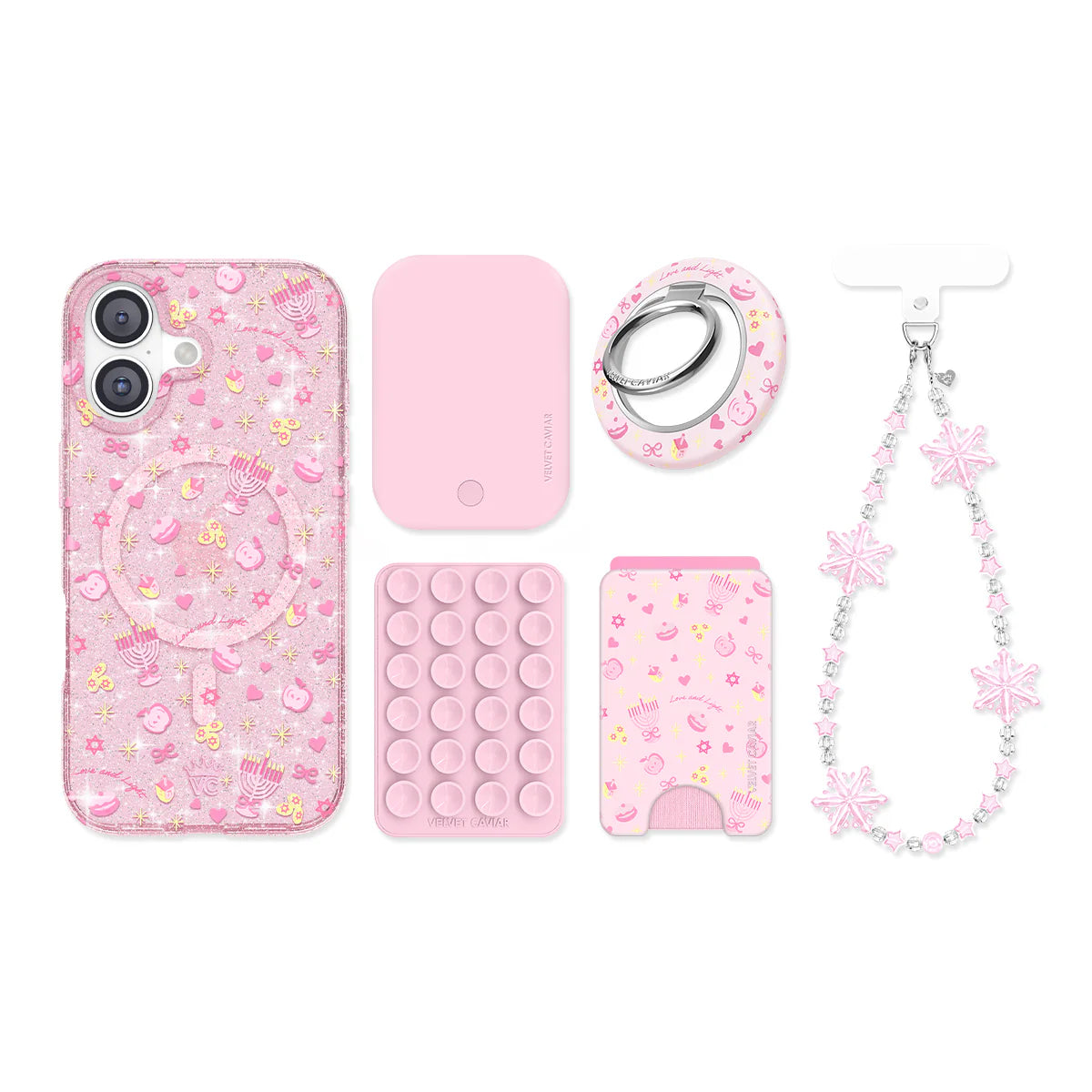 Pink Hanukkah Glitter iPhone Bundle