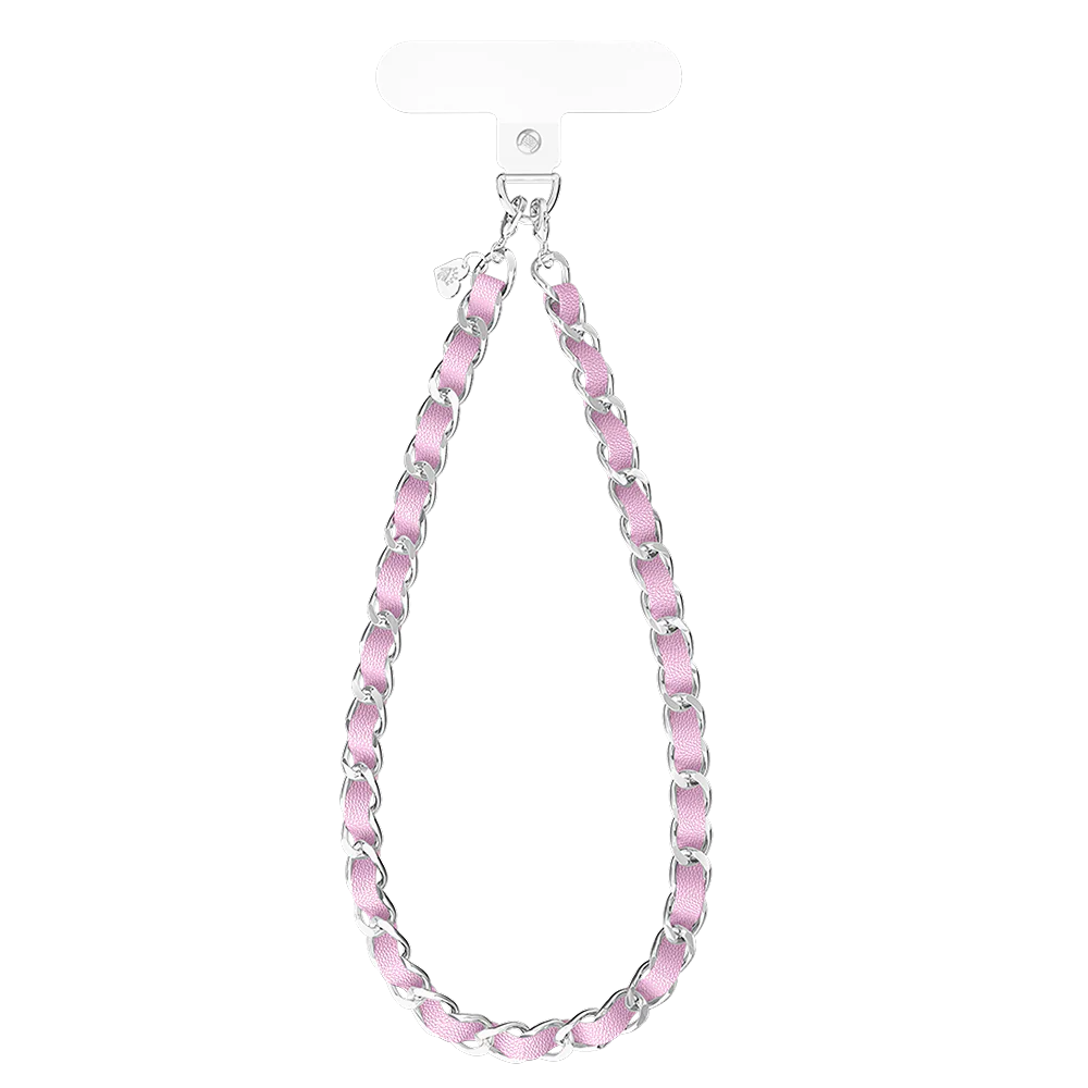 Pink Leather Chain Phone Charm