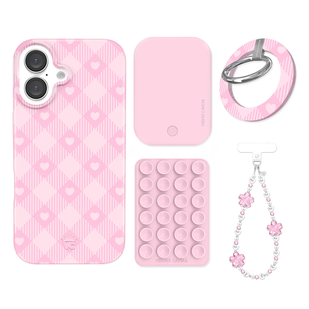 Dolly Pink Gingham iPhone Bundle Set - Grip