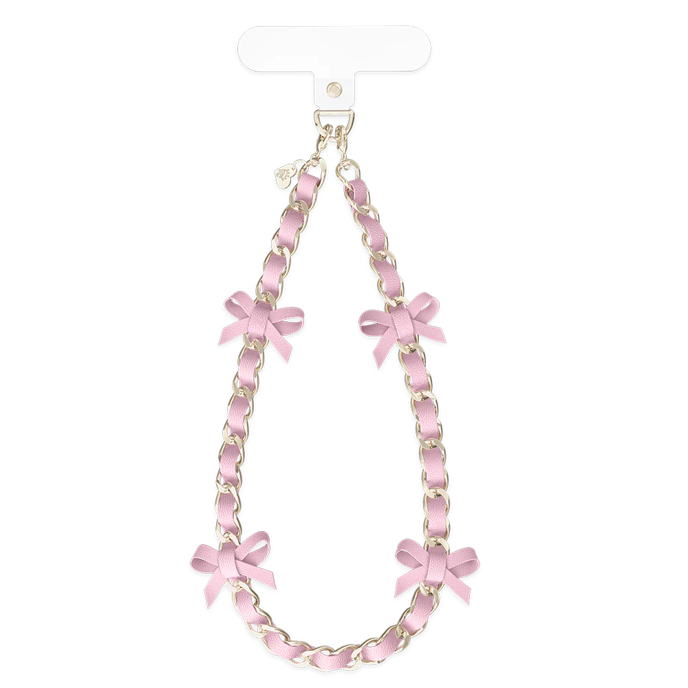 Pink Bow Leather Chain Phone Charm