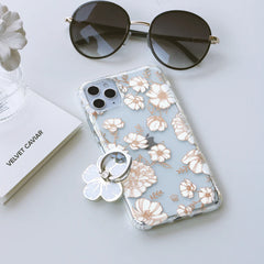 White and Gold Floral Clear iPhone Case