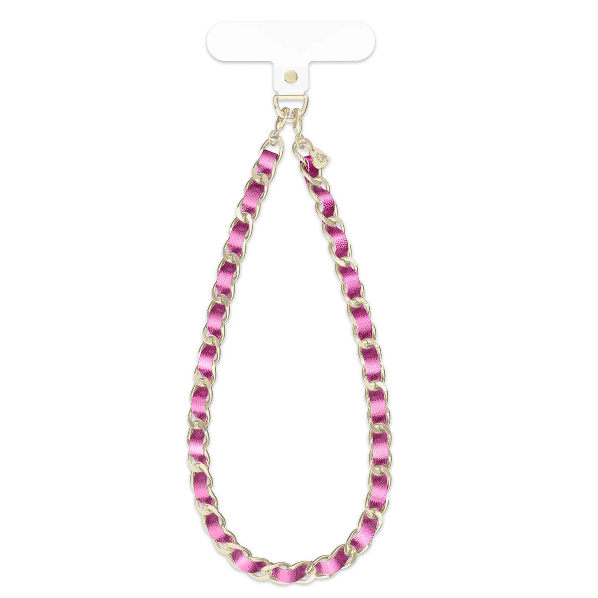 Metallic Pink Leather Chain Phone Charm